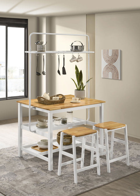 Lynette 3-piece Kitchen Island Counter Table Set WhiteWhite