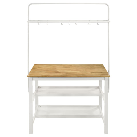 Lynette Kitchen Island Counter Table with Pot Rack WhiteWhite