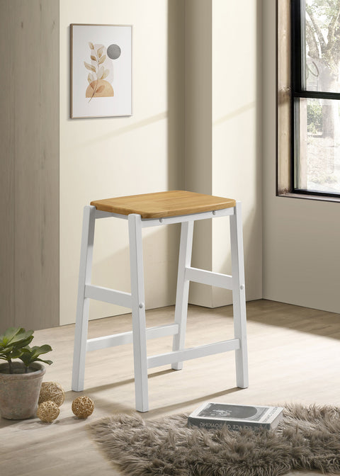Lynette Wood Backless Counter Stool White (Set of 2)White