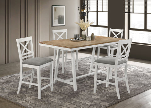 Ingrid 5-piece Counter Height Dining Set Brown and WhiteWhite