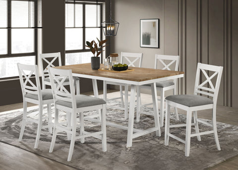 Ingrid 7-piece Counter Height Dining Set Brown and WhiteWhite