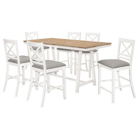 Ingrid 7-piece Counter Height Dining Set Brown and WhiteWhite
