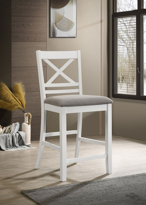 Ingrid Wood Counter Chair with Cushion White (Set of 2)White