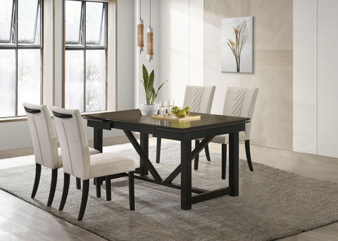 Mineta 5-piece Refractory Extension Leaf Dining Table Set OakOak