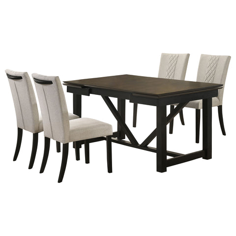 Mineta 5-piece Refractory Extension Leaf Dining Table Set OakOak