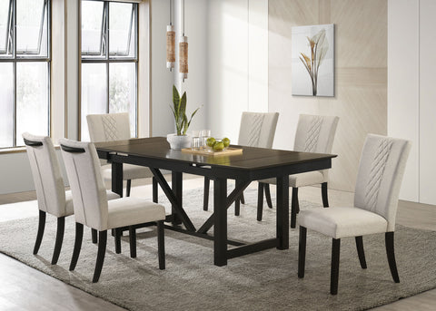 Mineta 7-piece Refractory Extension Leaf Dining Table Set OakOak