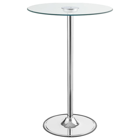 Ondrej Round 28-inch Glass Top LED Bistro Bar Table ChromeChrome