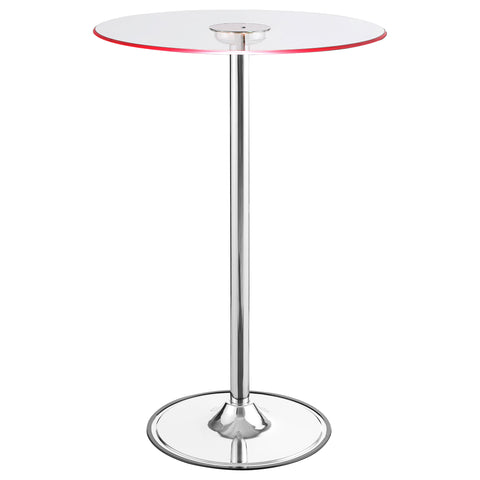 Ondrej Round 28-inch Glass Top LED Bistro Bar Table ChromeChrome