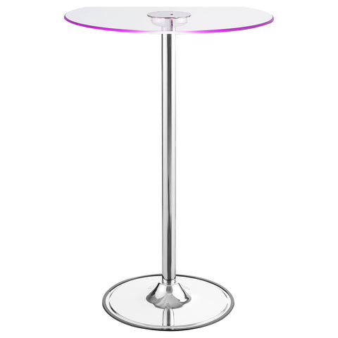 Ondrej Round 28-inch Glass Top LED Bistro Bar Table ChromeChrome