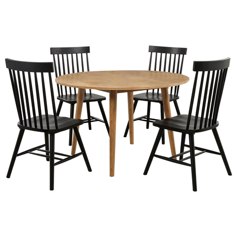 Badoer 5-piece Round Dining Table Set Light Ash and Black