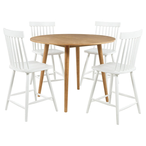 Badoer 5-piece Round Counter Dining Set Light Ash and White