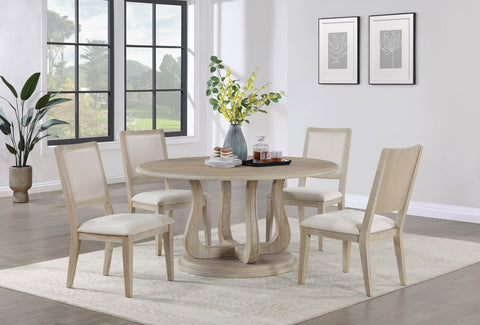 Brassie 5-piece Round Dining Table Set White WashedWhite Washed