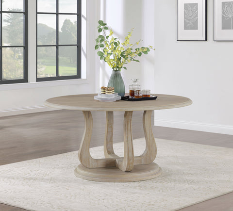 Brassie Round 60-inch Pedestal Dining Table White WashedWhite Washed