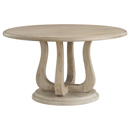 Kenyon Round 60-inch Pedestal Dining Table White Washed