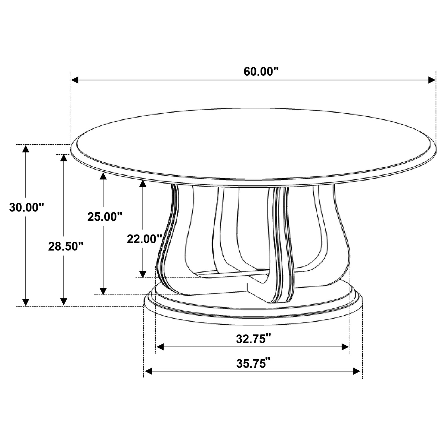 kenyon round 60-inch pedestal dining table white washed