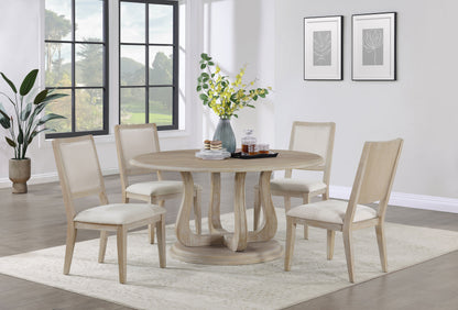 Kenyon Round 60-inch Pedestal Dining Table White Washed