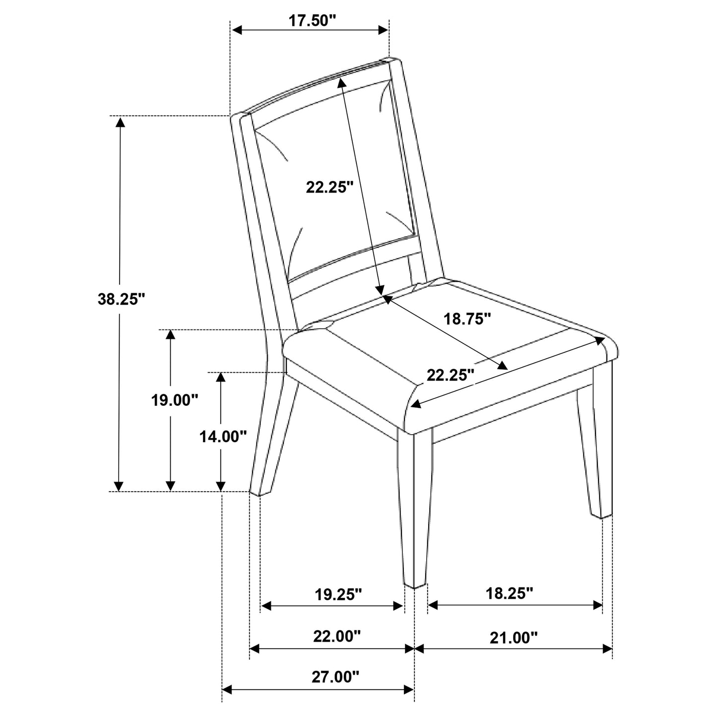 kenyon cushioned dining side chair white washed (set of 2)