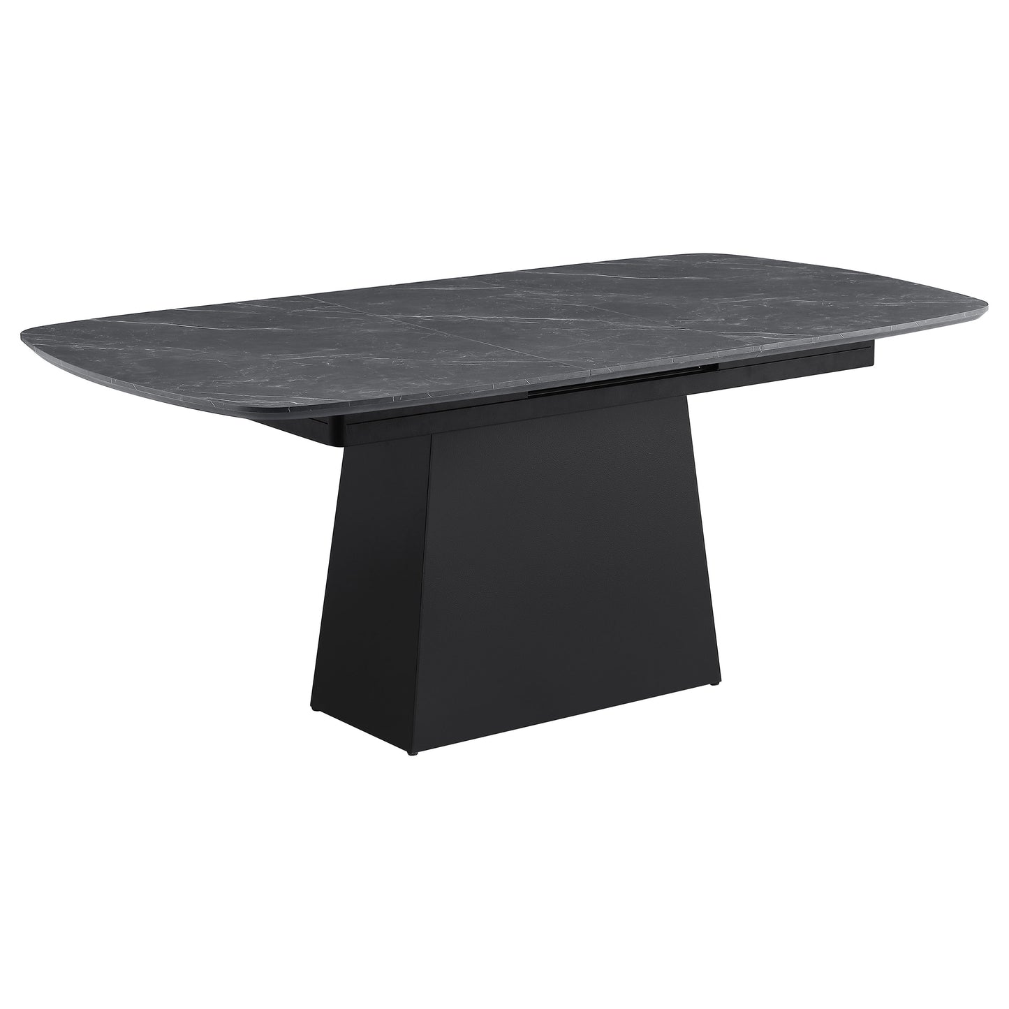 andreas 73-inch faux marble extension leaf dining table black
