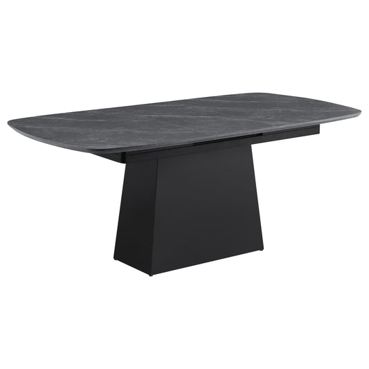 Andreas 73-inch Faux Marble Extension Leaf Dining Table Black