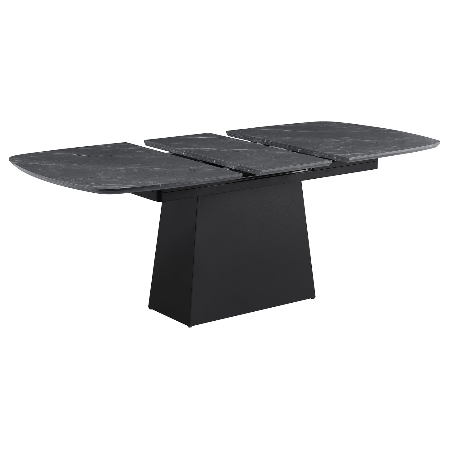 andreas 73-inch faux marble extension leaf dining table black