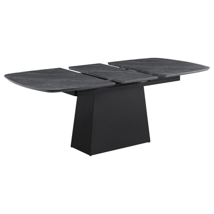 Andreas 73-inch Faux Marble Extension Leaf Dining Table Black
