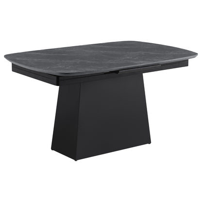 Andreas 73-inch Faux Marble Extension Leaf Dining Table Black
