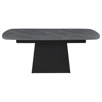 Andreas 73-inch Faux Marble Extension Leaf Dining Table Black