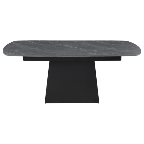 Andreas 73-inch Faux Marble Extension Leaf Dining Table Black