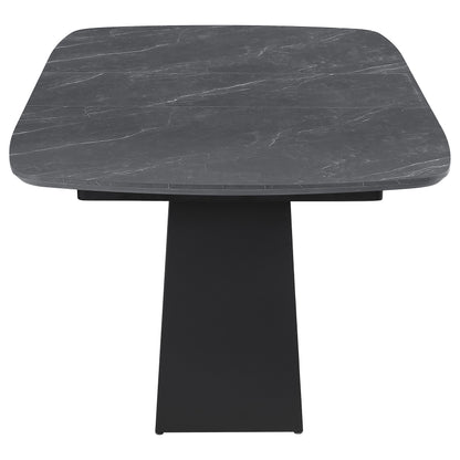 Andreas 73-inch Faux Marble Extension Leaf Dining Table Black