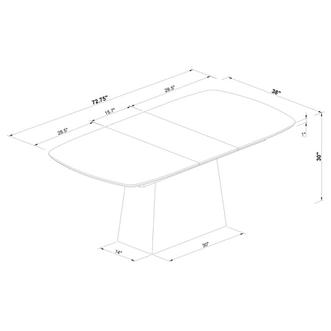 Andreas 73-inch Faux Marble Extension Leaf Dining Table Black