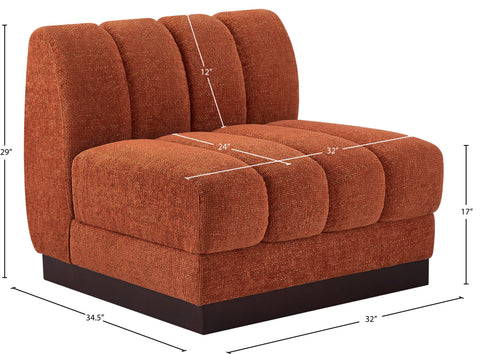 Porter Cognac Chenille Fabric Armless Chair Armless