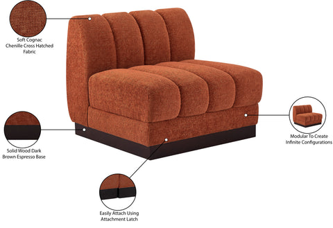 Porter Cognac Chenille Fabric Armless Chair Armless