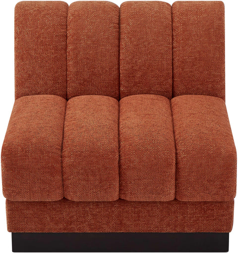 Porter Cognac Chenille Fabric Armless Chair Armless