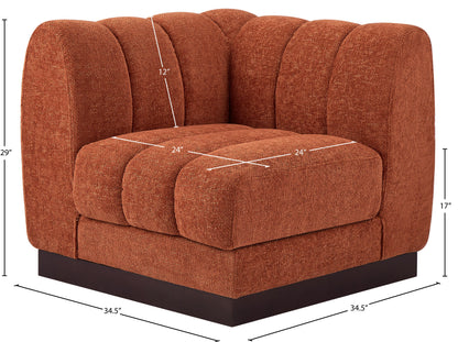 Porter Cognac Chenille Fabric Corner Chair Corner