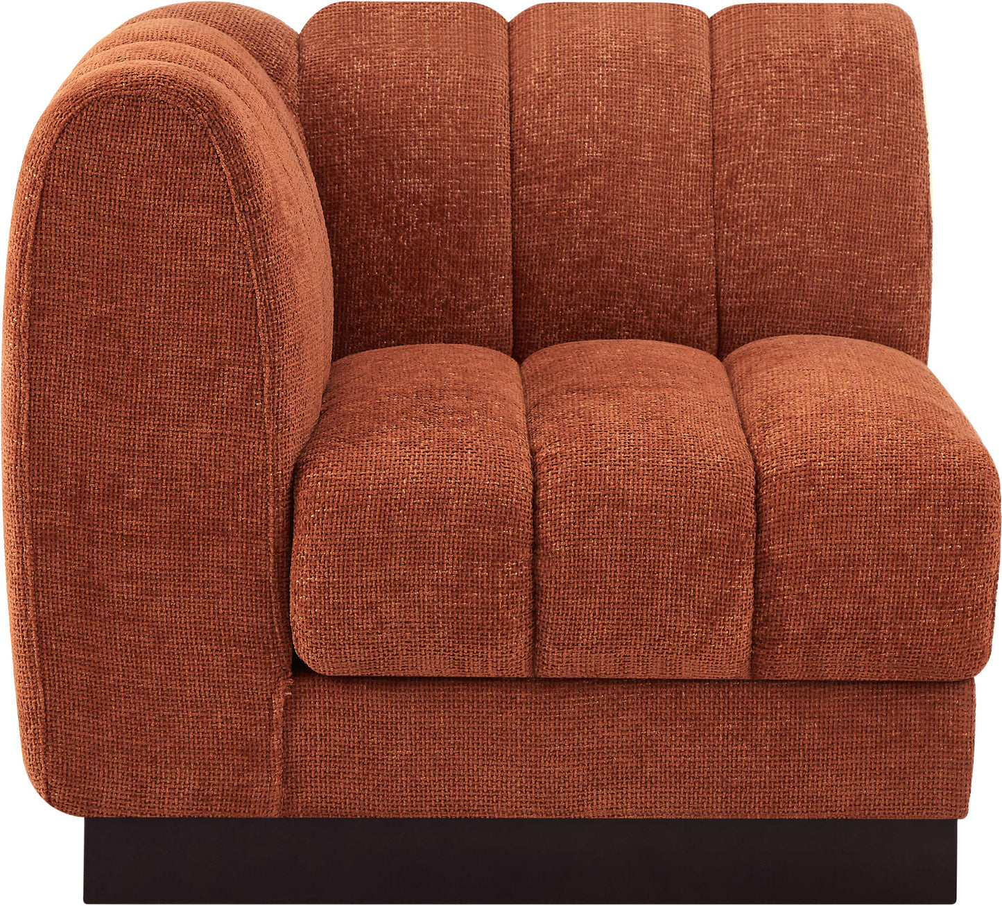 porter cognac chenille fabric corner chair corner