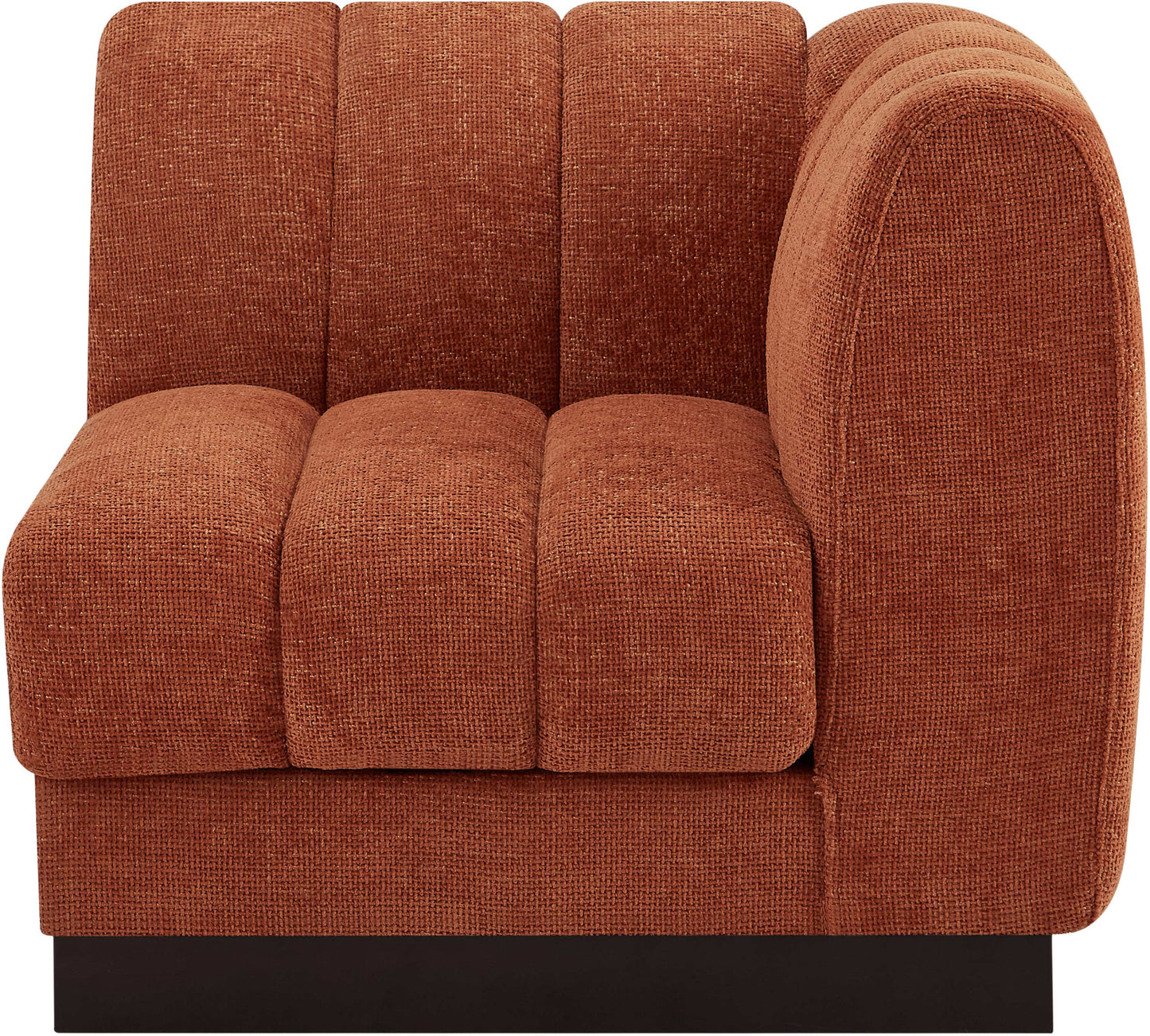 porter cognac chenille fabric corner chair corner