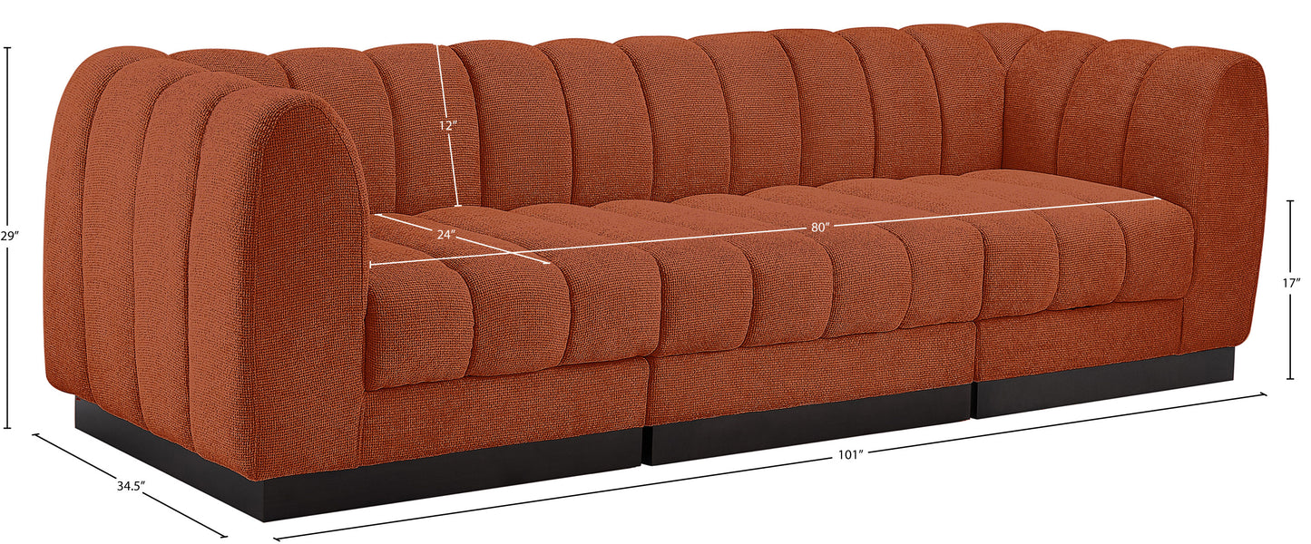 porter cognac chenille fabric modular sofa s101