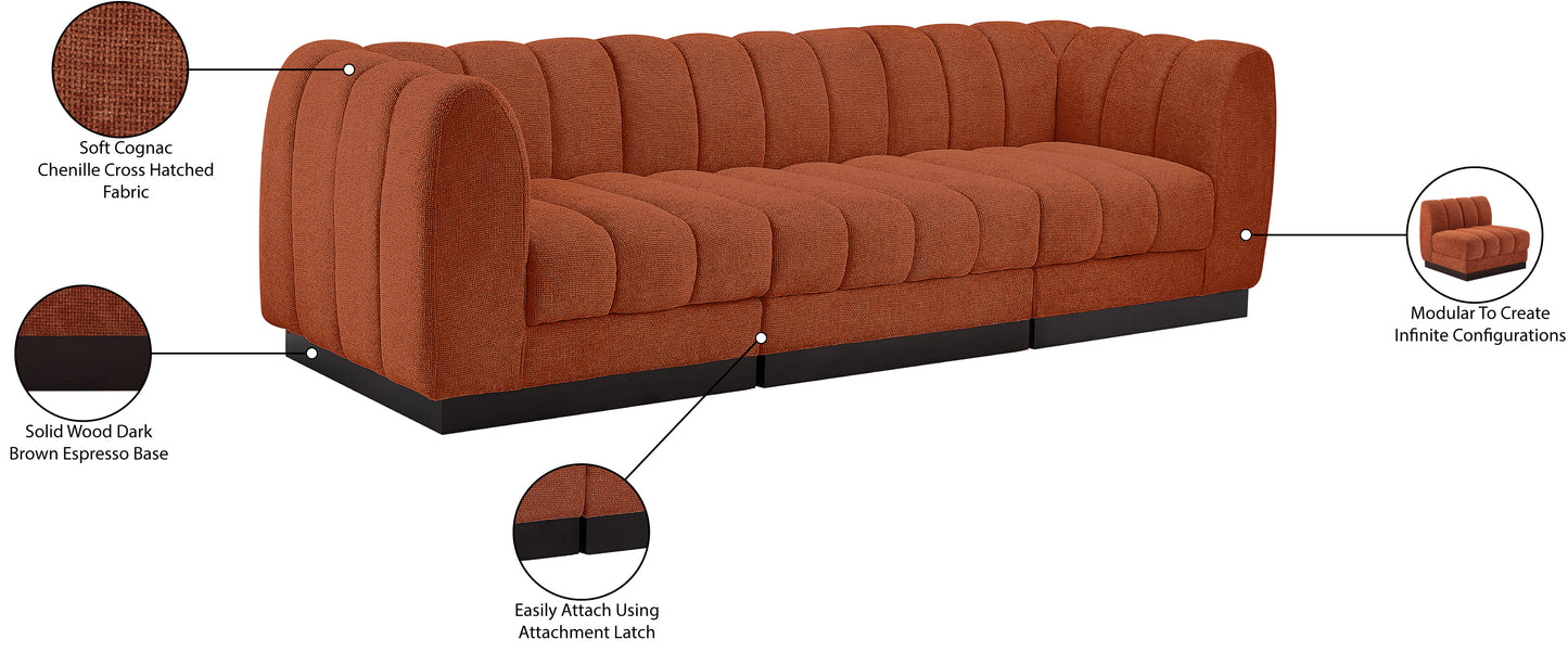 porter cognac chenille fabric modular sofa s101