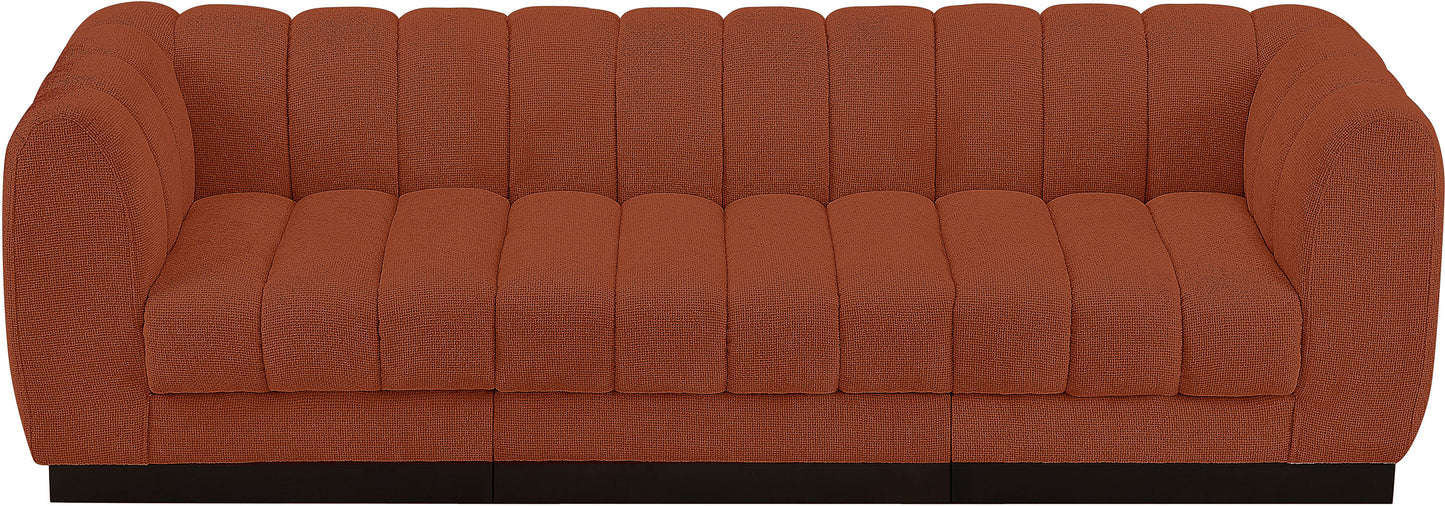 porter cognac chenille fabric modular sofa s101