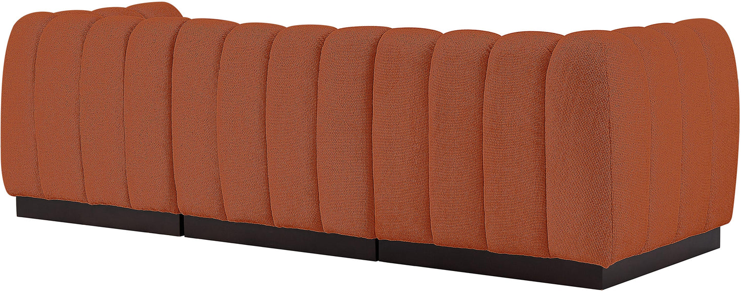 porter cognac chenille fabric modular sofa s101