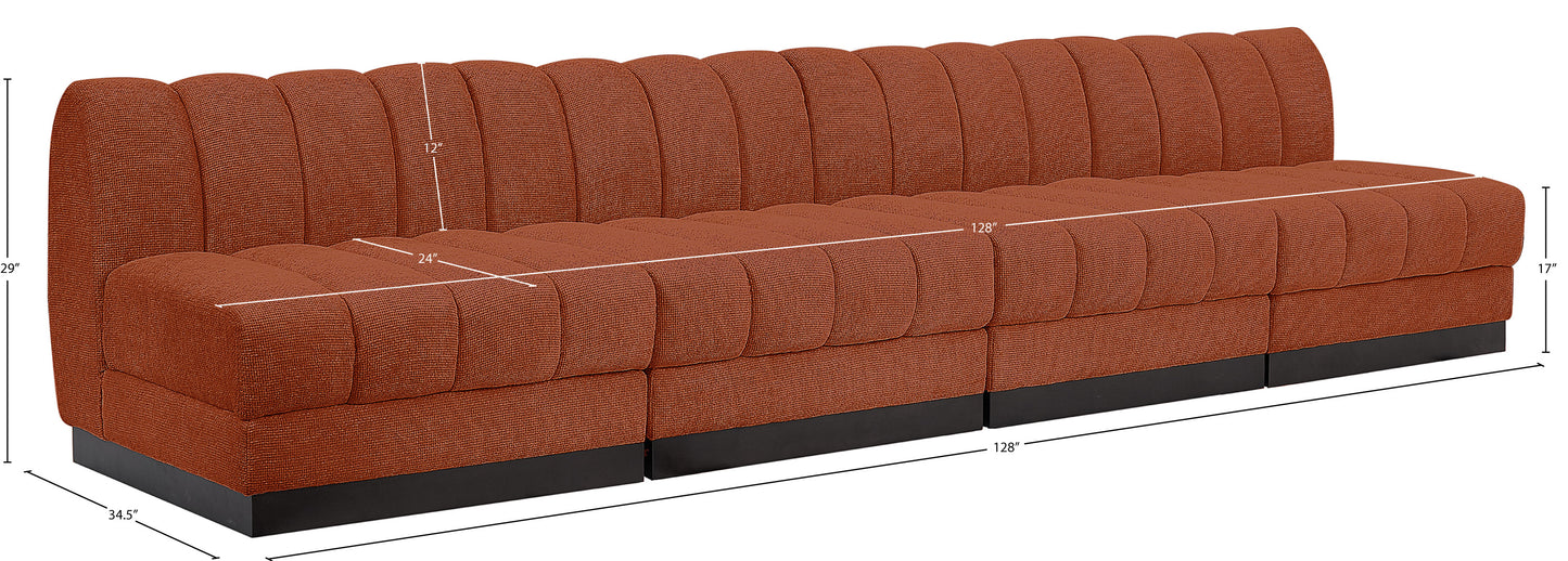 porter cognac chenille fabric modular sofa s128