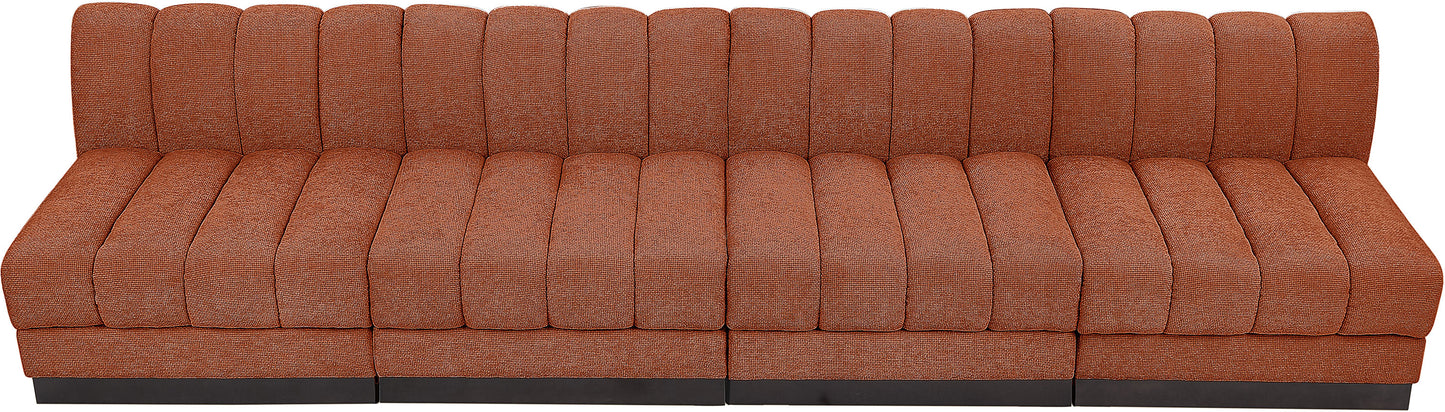 porter cognac chenille fabric modular sofa s128