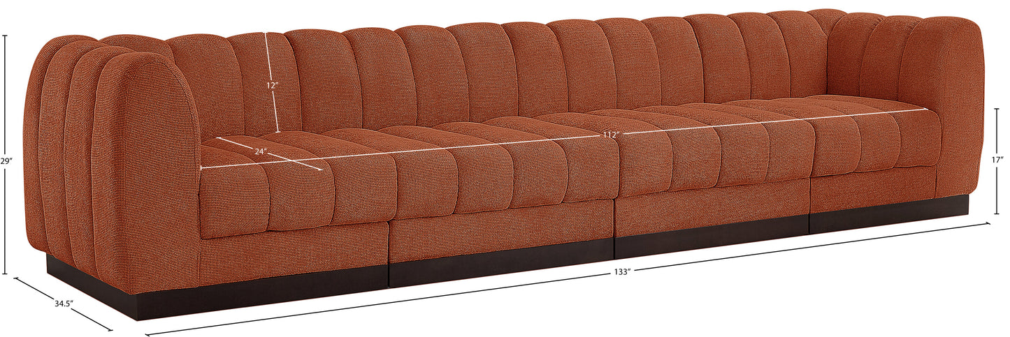 porter cognac chenille fabric modular sofa s133