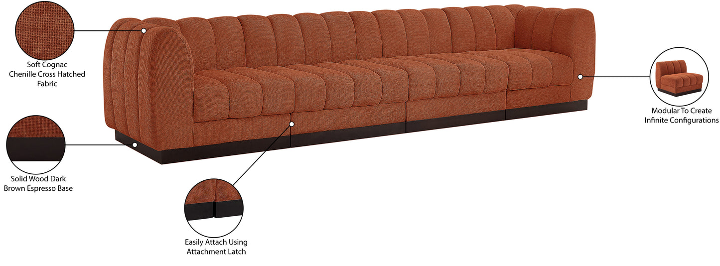 porter cognac chenille fabric modular sofa s133