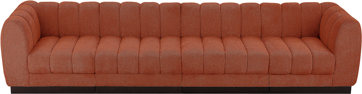 porter cognac chenille fabric modular sofa s133