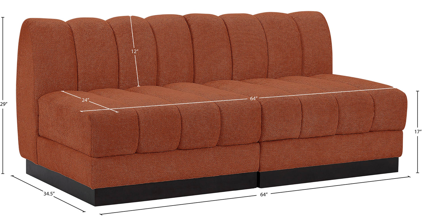 porter cognac chenille fabric modular sofa s64