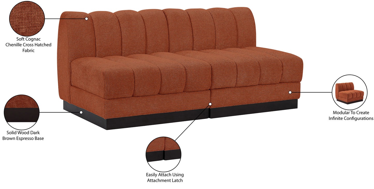 porter cognac chenille fabric modular sofa s64