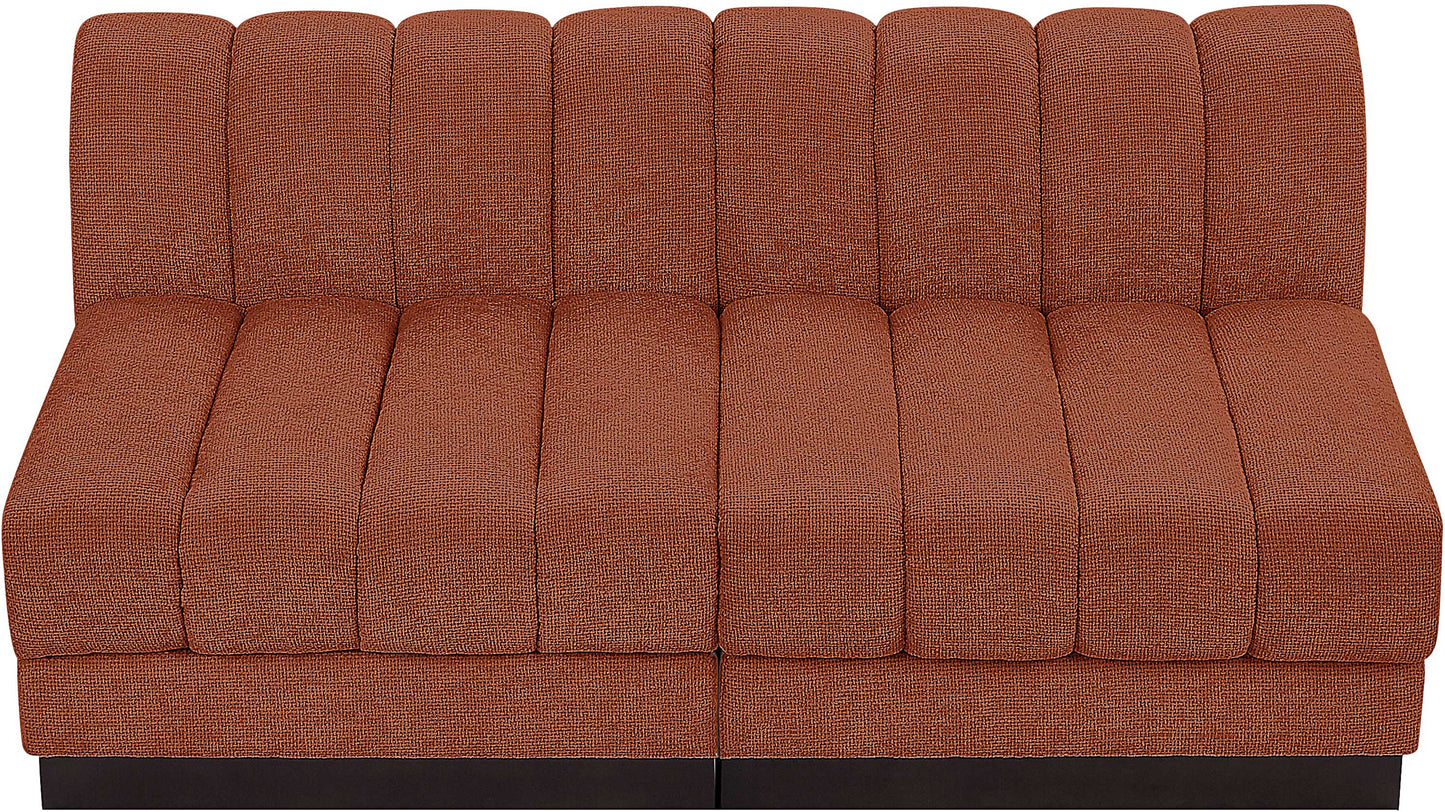 porter cognac chenille fabric modular sofa s64