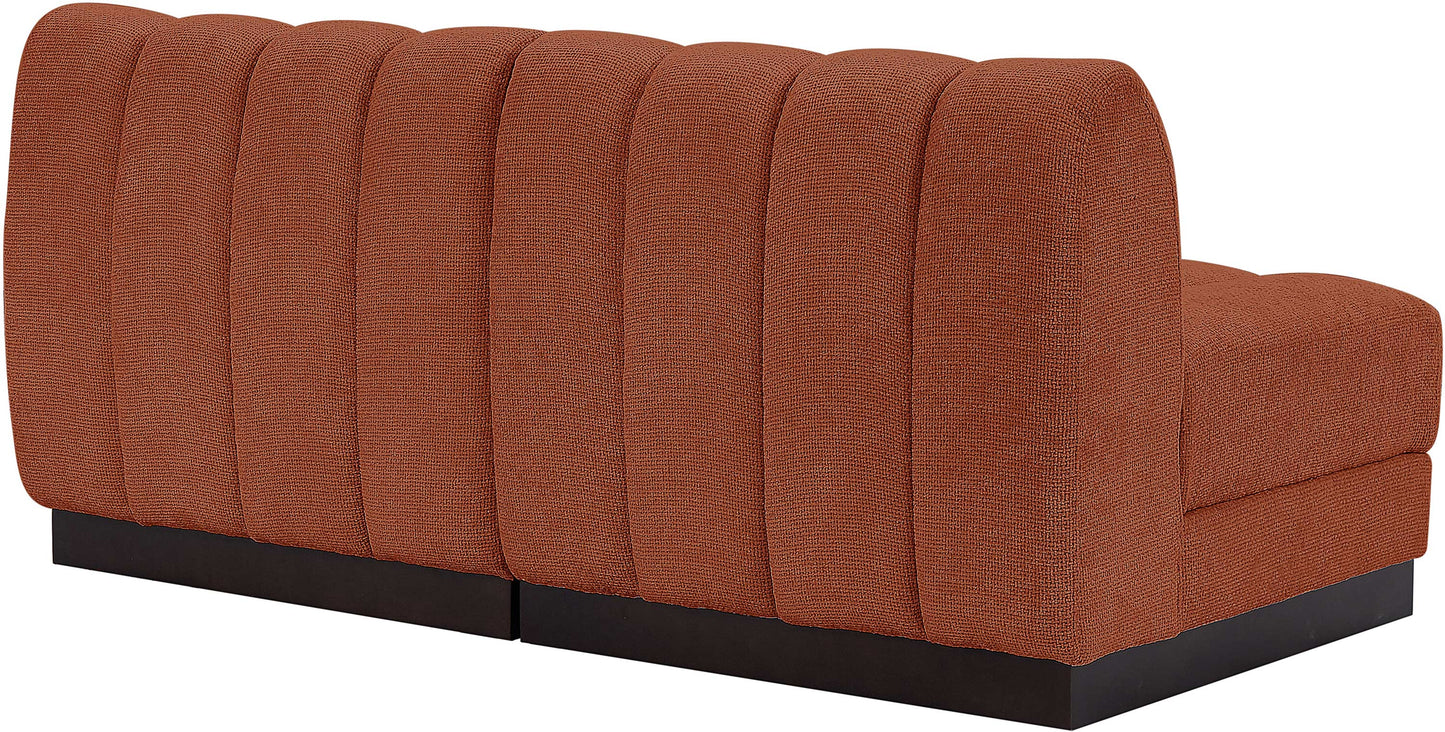 porter cognac chenille fabric modular sofa s64