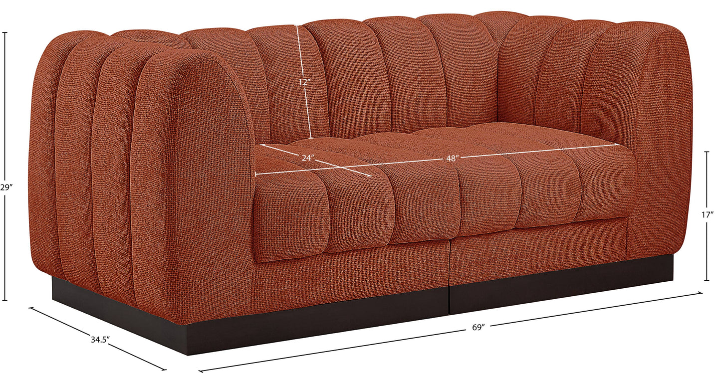 porter cognac chenille fabric modular sofa s69